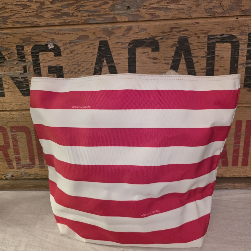 Dooney & Bourke Red and White Striped Tote Bag - Picture 2 of 13